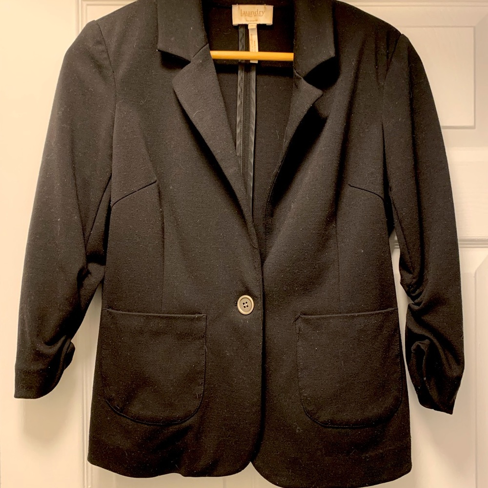 Ruched sleeve womens blazer